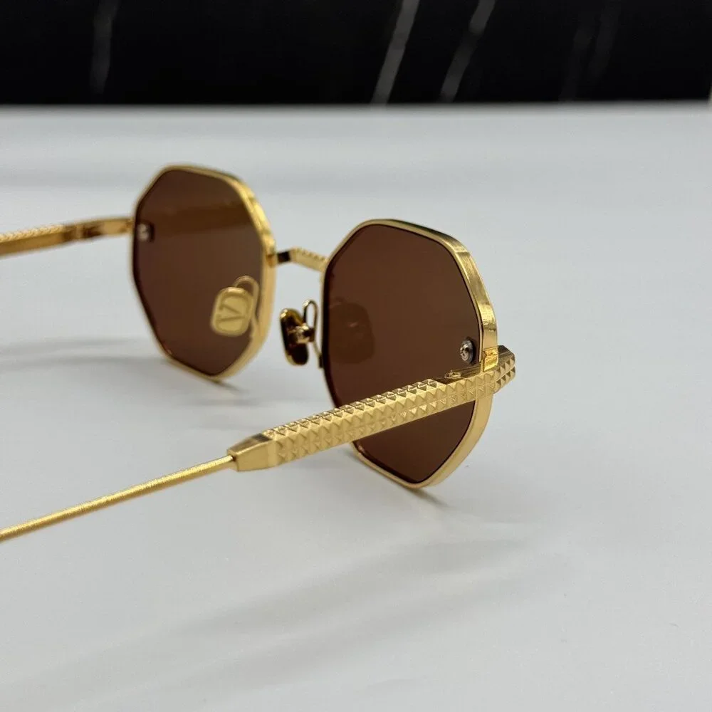 NEW VALENTINO VLS-122C GOLD BROWN WOMEN SUNGLASSES